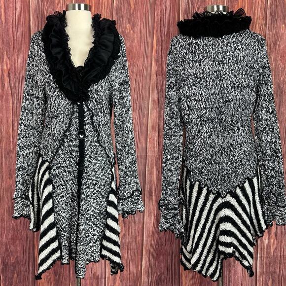 Pretty Angel Whimsigoth Y2K Long Cardigan Silk Wool Asymmetrical Steampunk Large - Picture 1 of 9